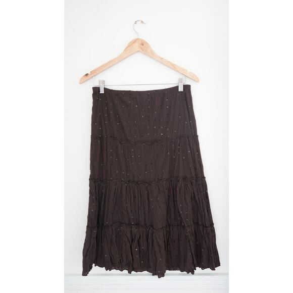 Copper Key Brown Tiered Skirt - Size Small - Picture 3 of 4